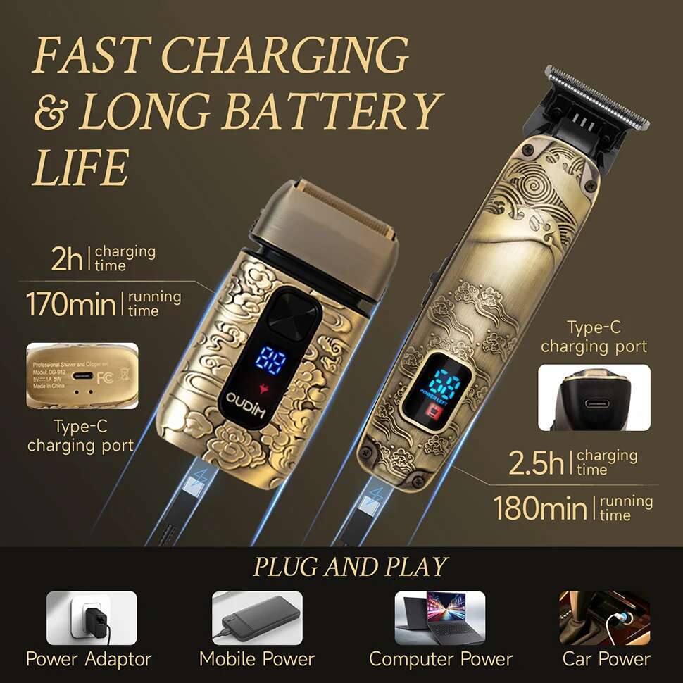 Foil for Men with Shaving, Hair Beard Trimmer, Face Mustache Grooming Kit, Bald Head Shavers and Haircutting