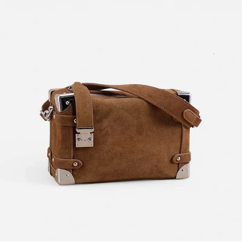 2025 Retro Suede Cowhide Small Rectangular Bags For Women Versatile New Genuine Leather High-End Crossbody Messenger Bag