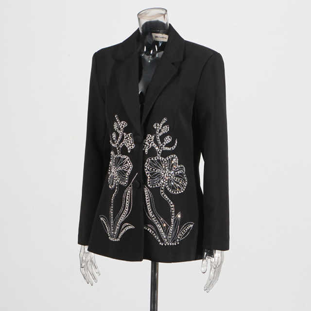 Vintage Women Wedding Suit Beaded Crystal Single Breasted Mother Of The Bride Suits 1 Pieces Sets Jacket Fashion Female Tops Wear Customized