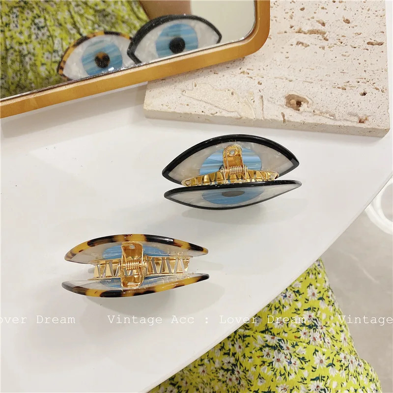Acetate Hair Claw Clips Geometric Blue Eyes Vintage Ins Medium Size Colorful Clamps Eye Grab Women Hair Accessories 250103