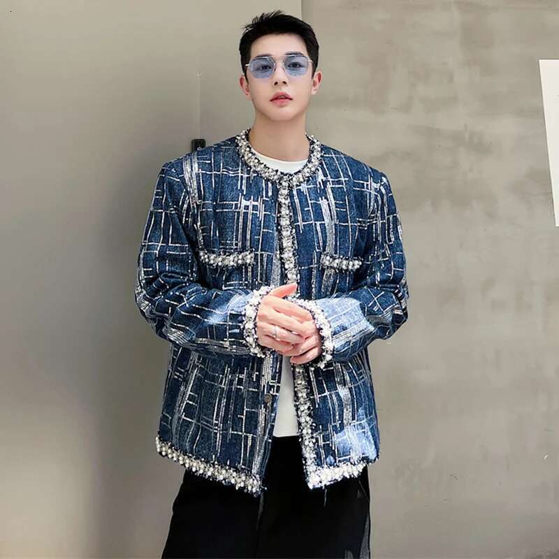 Fashion New Patchwork Stripe Design Denim Jackets Men's Personality Stylish Coats Korean Reviews Many Clothes