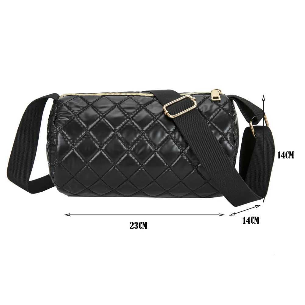 New Fi Cylindrical Crossbody Bags for Women Casual Cott Padded Lattice Bucket Messenger Bags Small Ladies Shoulder BagsXJ250108