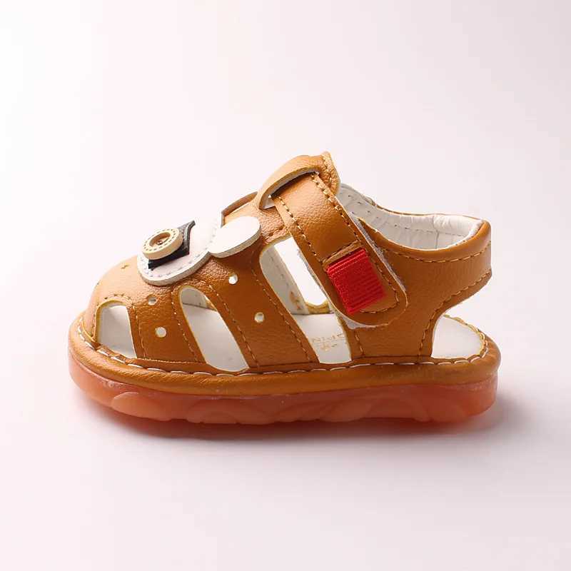 Baby sandals with sound for boys summer cut breathable childrens shoes soft and non slip round toes first mover W250108