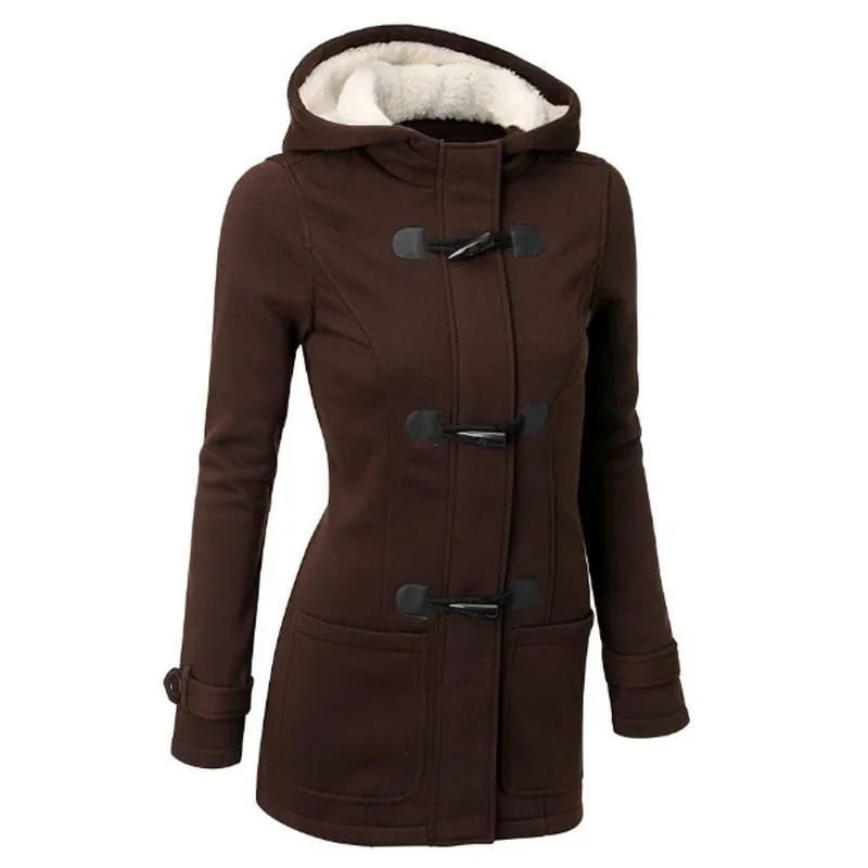 Selling Hooded Classic Cow Horn Button Jacket Cotton Coat AutumnWinter Parkas Fashion Outerwear 250108