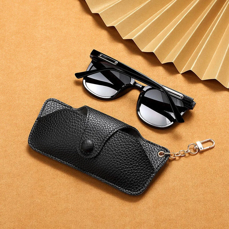 Portable Retro Handmade PU Leather Glasses Bag with Lanyard Hanging Sunglasses Case Simple Storage Box 250109