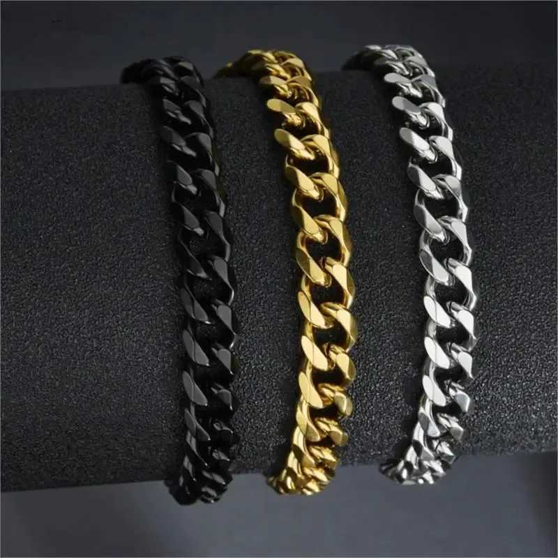Miniamlist Men Bracelet Gold Jewelry Street Style Stainl Steel 316L 18k Gold Plated Cuban Chain Bracelets For WomenXJ250109