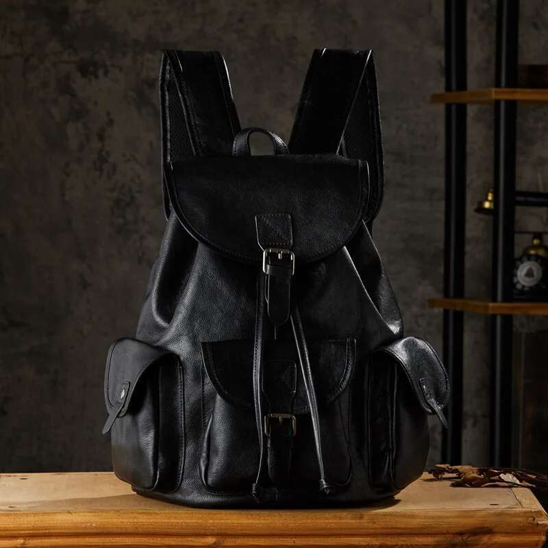 Trendy Travel For Men Women Waterproonti-Theft Student Schoolbag Real Leather Backpack Mochila Laptop Bagback