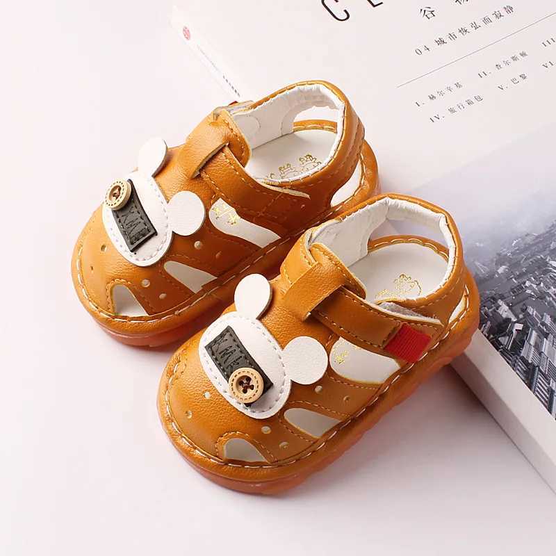 Baby sandals with sound for boys summer cut breathable childrens shoes soft and non slip round toes first mover W250108
