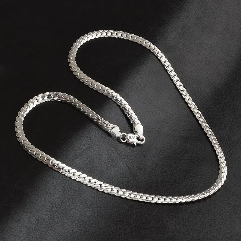 925 Sterling Silver 18K Gold 6MM Chain Bracelets Neckalce For Women Men Fashion Party Wedding Jewelry Sets Gifts 250103