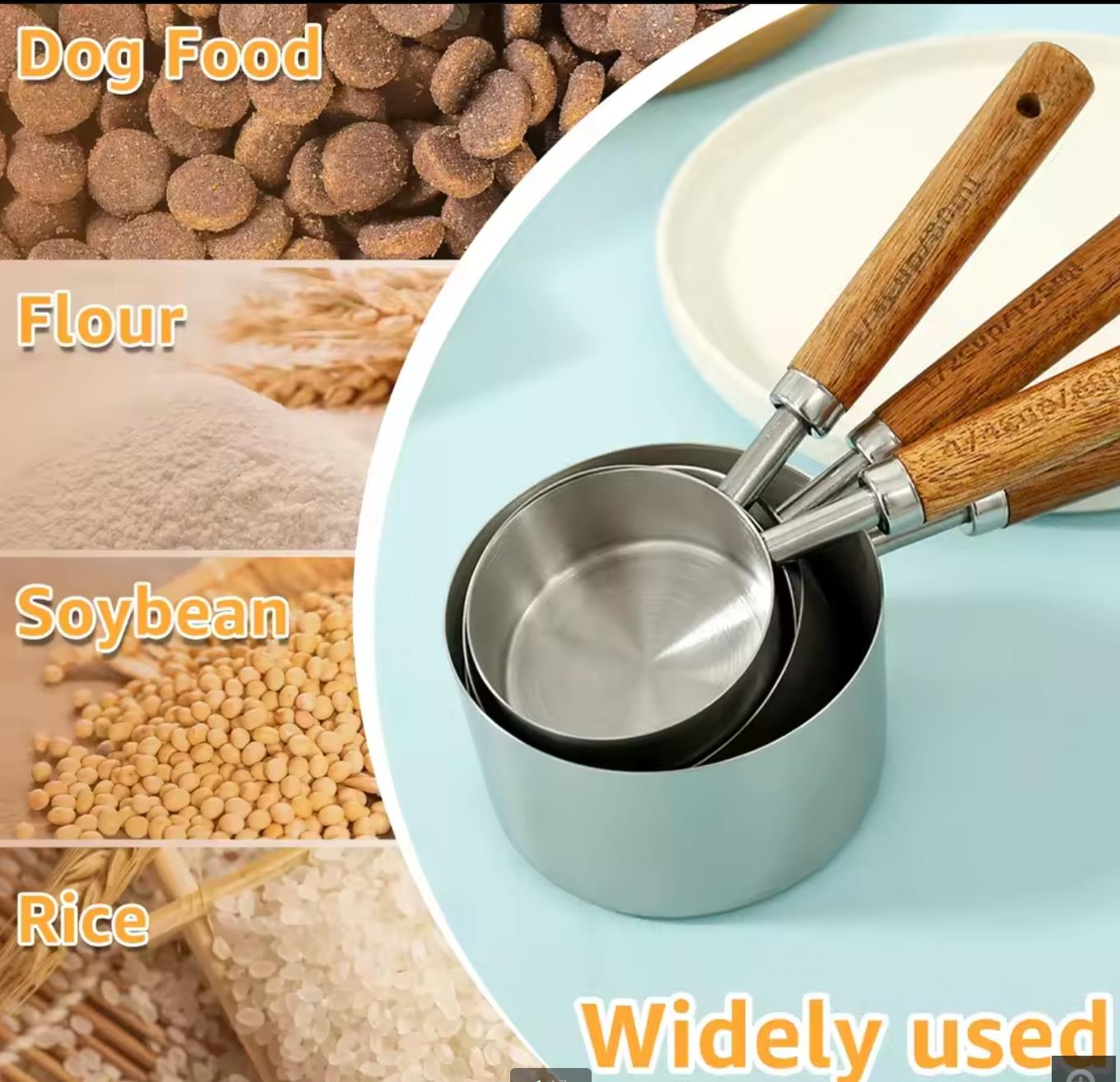 Dog Cat Food Scoop Stainless Steel Pet Food Measuring Cup with Handle Dishwasher for Dog Cat Pet Rice Flour Soybean