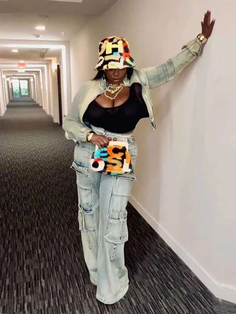 2 Piece Set For Women Winter Long Sleeve Jacket And Jeans Streetwear Sexy Stretchy Denim Pant Sets Wholesale Dropshipping