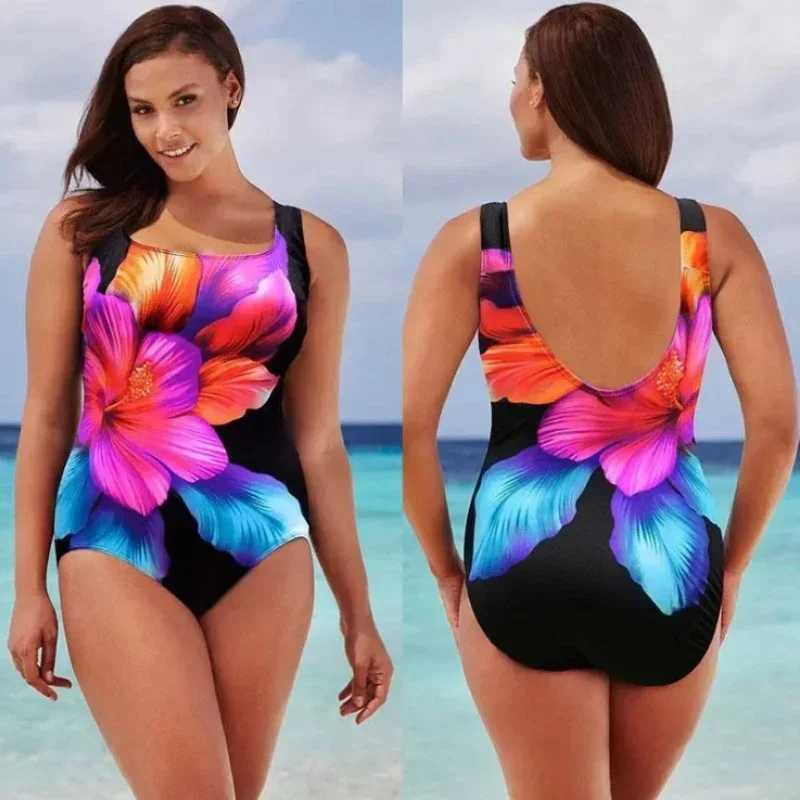 Plus Size Swimwear Large One Piece Swimsuit Women Sexy Striped Bikini Bodysuit Fa Bathing Suit Summer Pool Beach Wear 5XLXJ240108