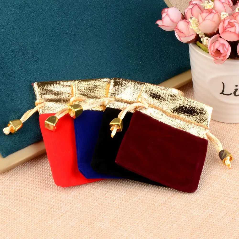 Multi size brushed velvet gift candy bag with vintage gold decoration used for weddings Christmas parties candy jewelry packaging W250109