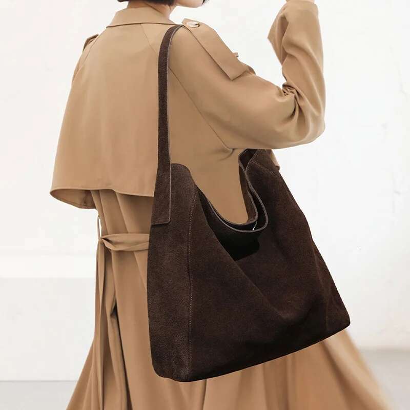 2024 New Women Frosted Leather Tote Female Underarm Bucket Handbag Lady Large Capacity Suede Hobo Shoulder Bag