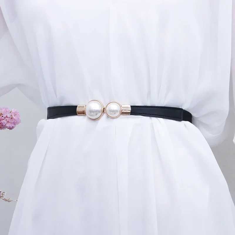 Elegant retro pearl waist chain with womens Korean sweater jacket hook elastic slim belt W250109
