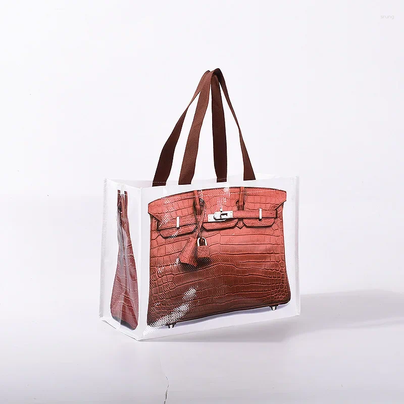 Shopping Bags Laminated Portable Woven Bag PP Plastic Waterproof Snakeskin Lage Packaging Storage