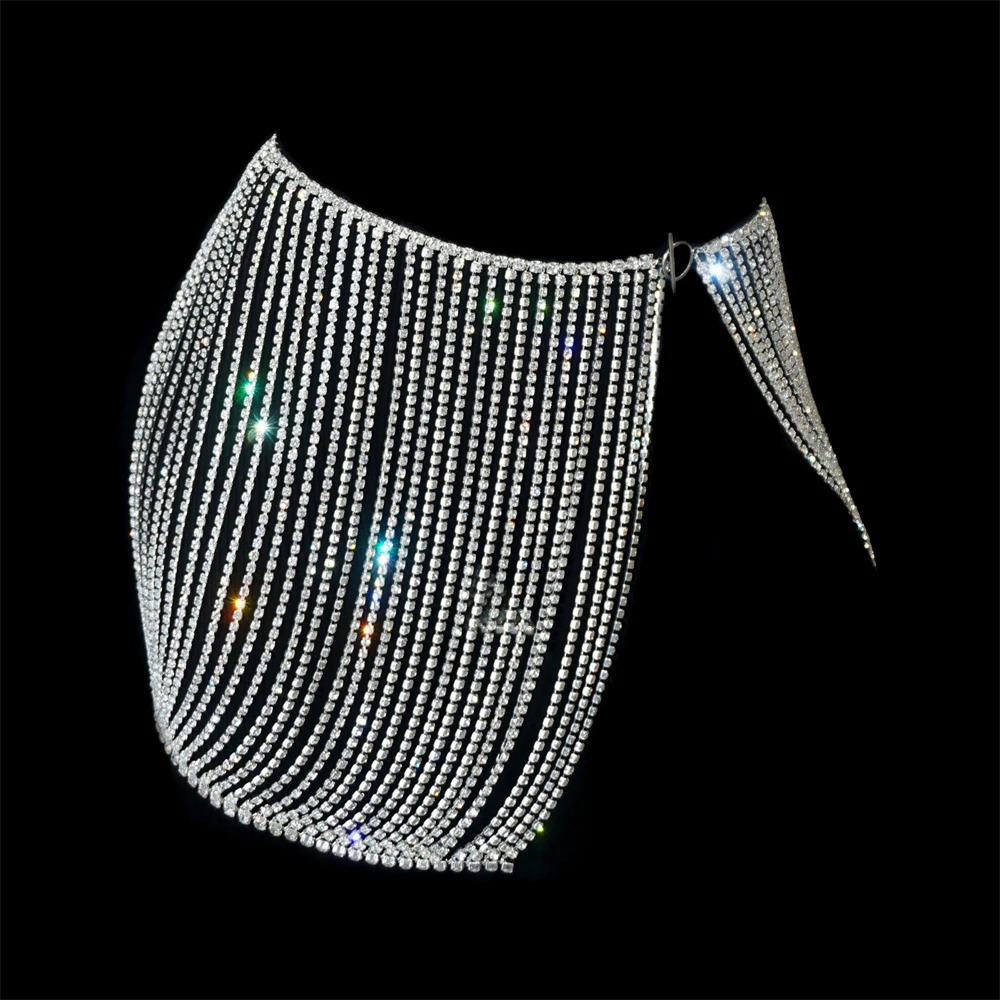 Sexy Beach Tassel Thong Lingerie Bikini Panty Briefs Women Crystal Rhinestone Body Chain Waist Belly Jewelry Party 250107