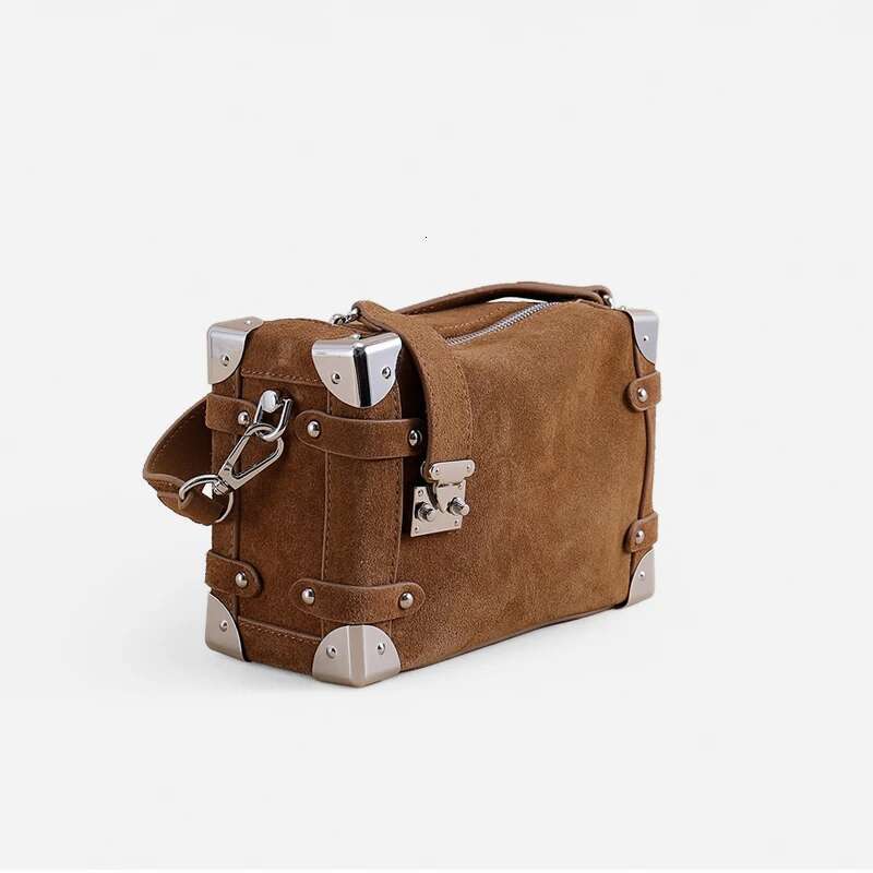2025 Retro Suede Cowhide Small Rectangular Bags For Women Versatile New Genuine Leather High-End Crossbody Messenger Bag
