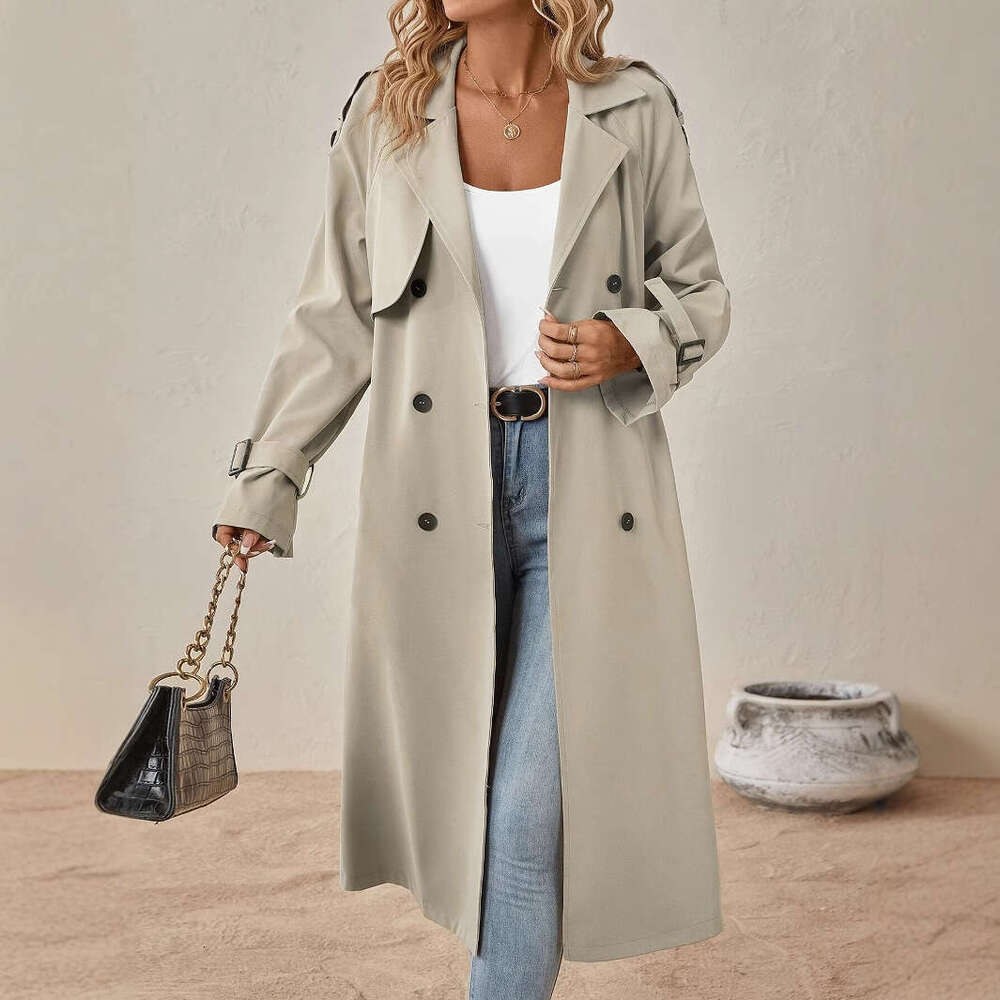 European And American Belt Windbreaker Jacket, Women's High-End Feel, Foreign Trade New Style Jacket