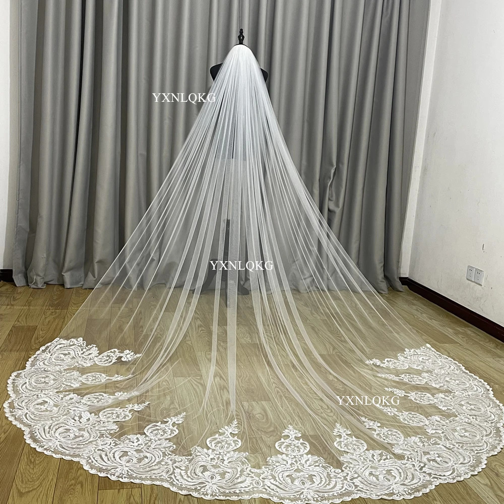4m One Layer wedding Veil Cathedral Veil Tulle Bridal Veil With Comb Ivory White Veil Wedding Accessories Customized veil250108