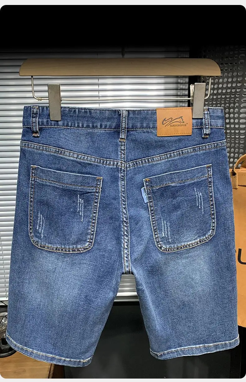 Summer y Clothing Casual Solid Denim Shorts Men Plus Size 44 Loose Knee Length Half Pants ner Mens Jeans 250109