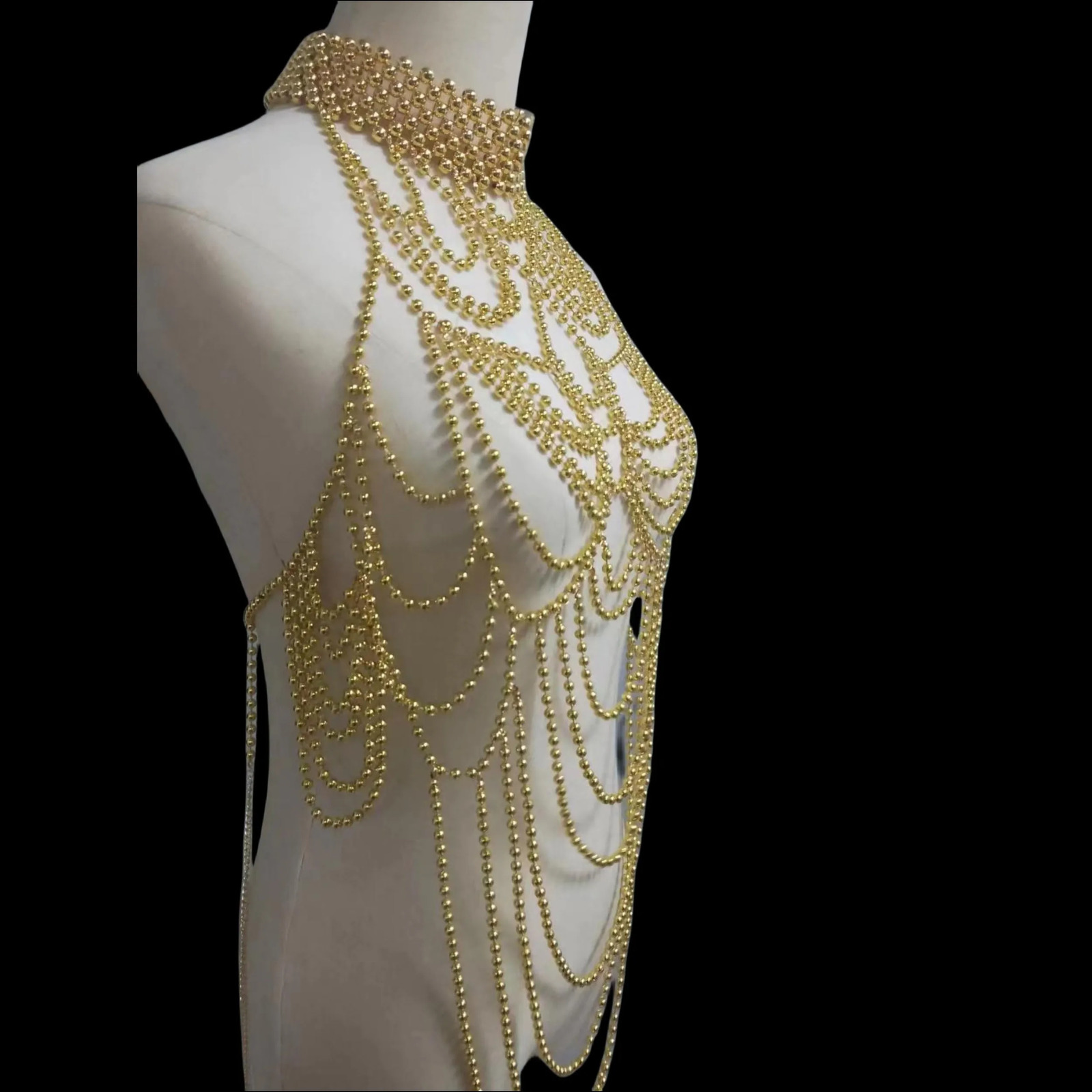 Body Chain Jewelry Pearl Sexy totally hand-made Shoulder Bikinis Waist Chain Bra Body Chains For Women Waist Hain Wedding Dress 250107