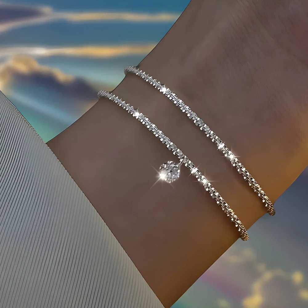 6Pcs 925 Sterling Silver Rhinestone Bracelets for Women Girls Luxury Korean Sparkling Starry Sky Charm Bracelets Party JewelryXJ250109
