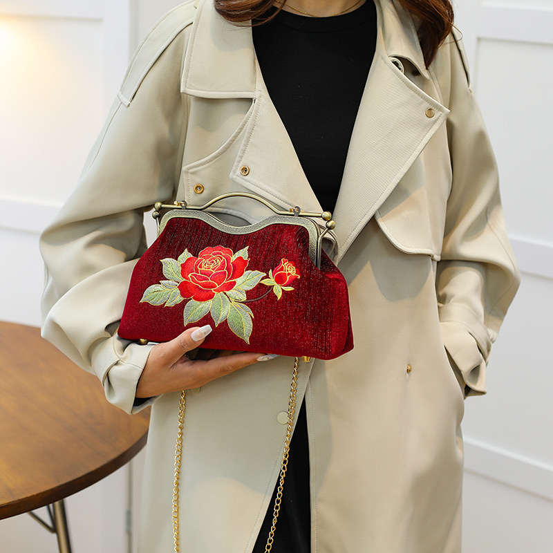 Embroidered Chinese style qipao bag handbag shoulder bag cross-border women's bag retro women's bag crossbody bag hand-held bag