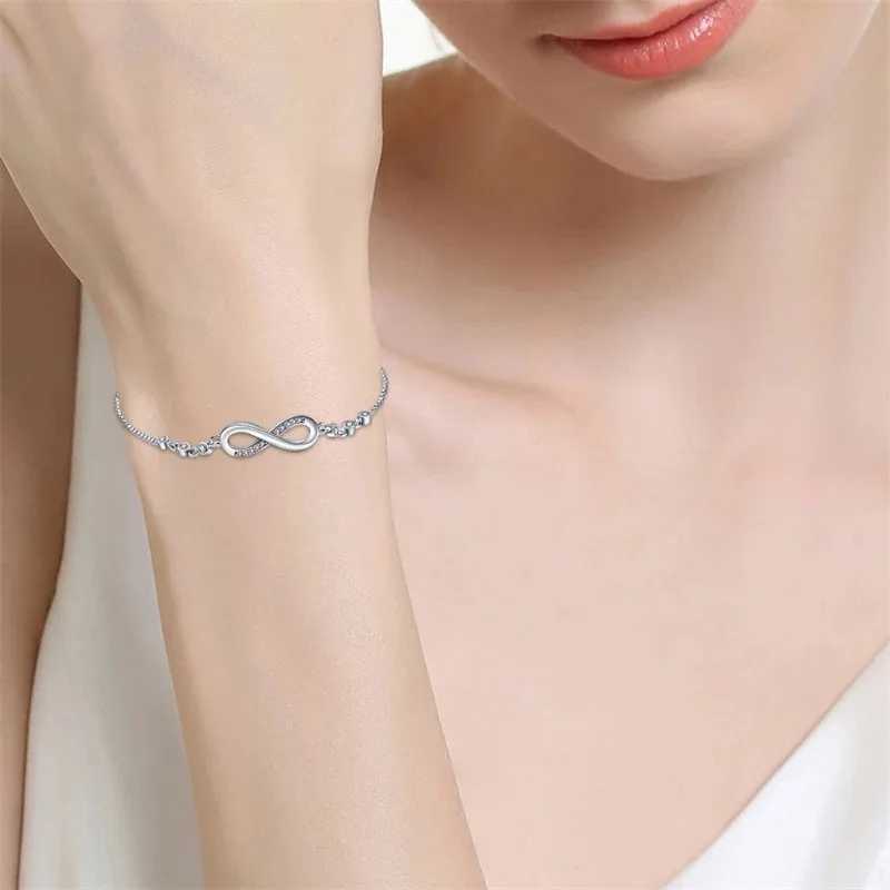 Fine 925 Sterling Silver Crystal Bracelets For Women Fashion Vintage Knot Adjustable Charm Bracelets Party Wedding Jewelry GiftsXJ250109