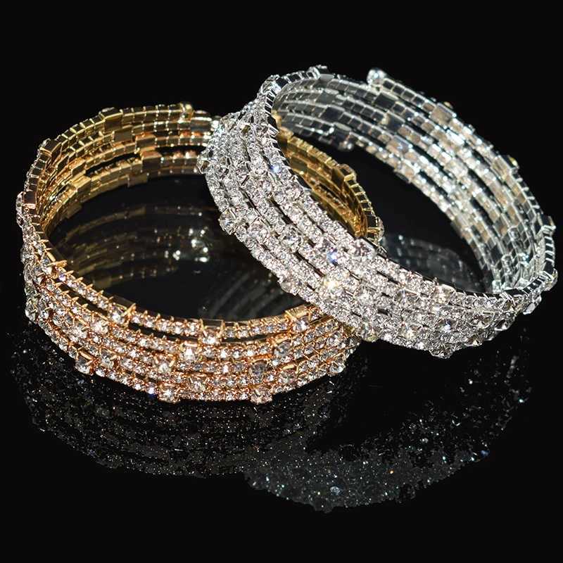 Luxury Crystal Bracelet Ladies Gold Silver Plated Bracelet Bride 7 Color Rhinestone Woman Bracelet Party Bridesmaid Gift JewelryXJ250109