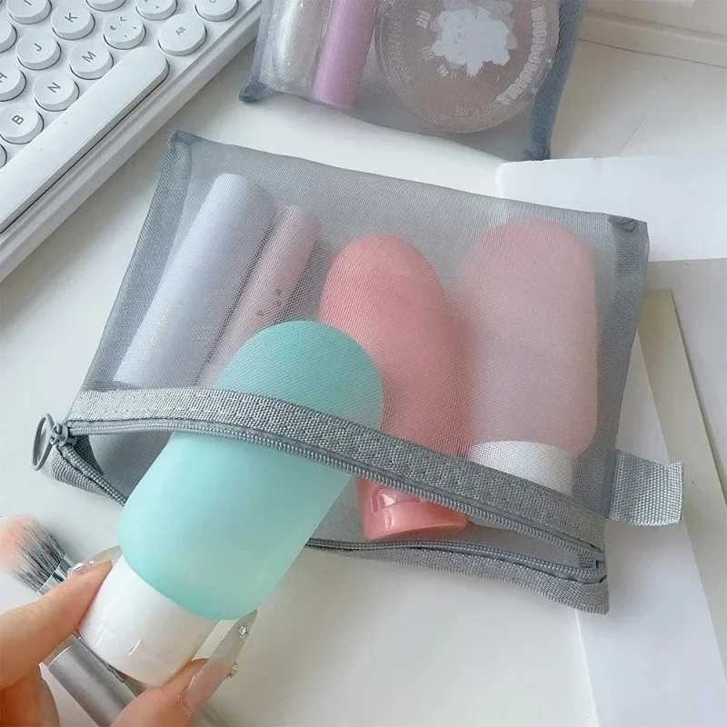 1/3 mesh transparent cosmetic bag small large and black cosmetic bag portable travel toilet manager lipstick storage bag W250109