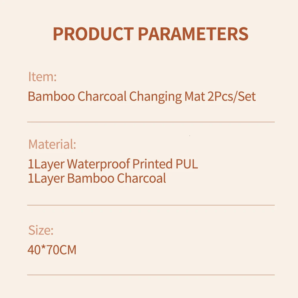 HappyFlute 2Pcs/Set Washable Changing Mat Bamboo Charcoal Inner Portable Nappy Pad Waterproof Cover Mattress For Baby 250109