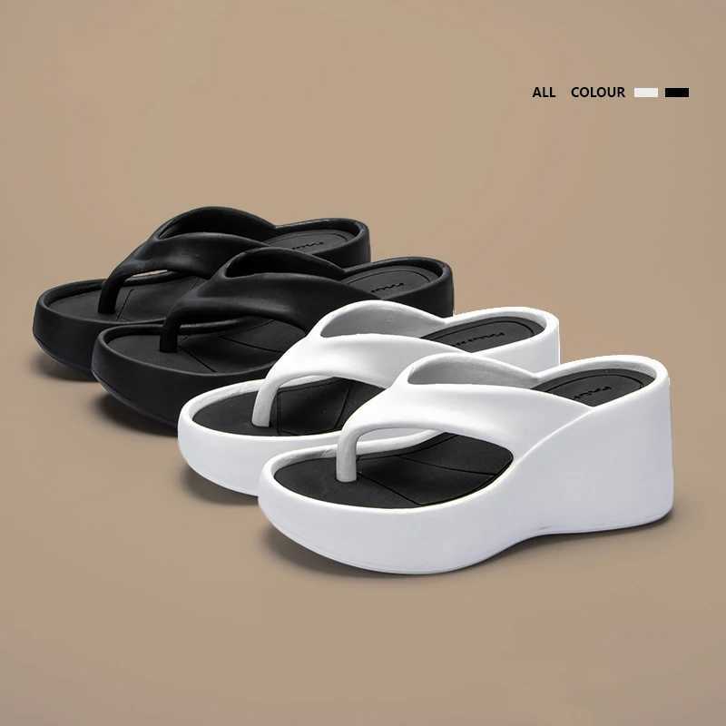 New Arrival Womens Wedge Flip Cover Summer Short and Fat Platform Beach Sandals Womens Thick Bottom High Heels Eva Slide T250307