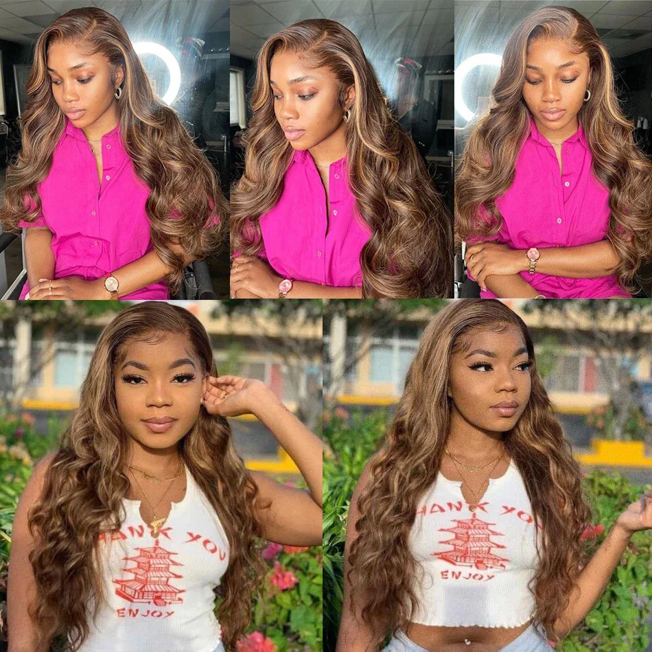 Body wave 4/27 Honey Blonde 180% lace front wig human hair hd full lace frontal wig piano colored wig humain hair for Women sale clearance