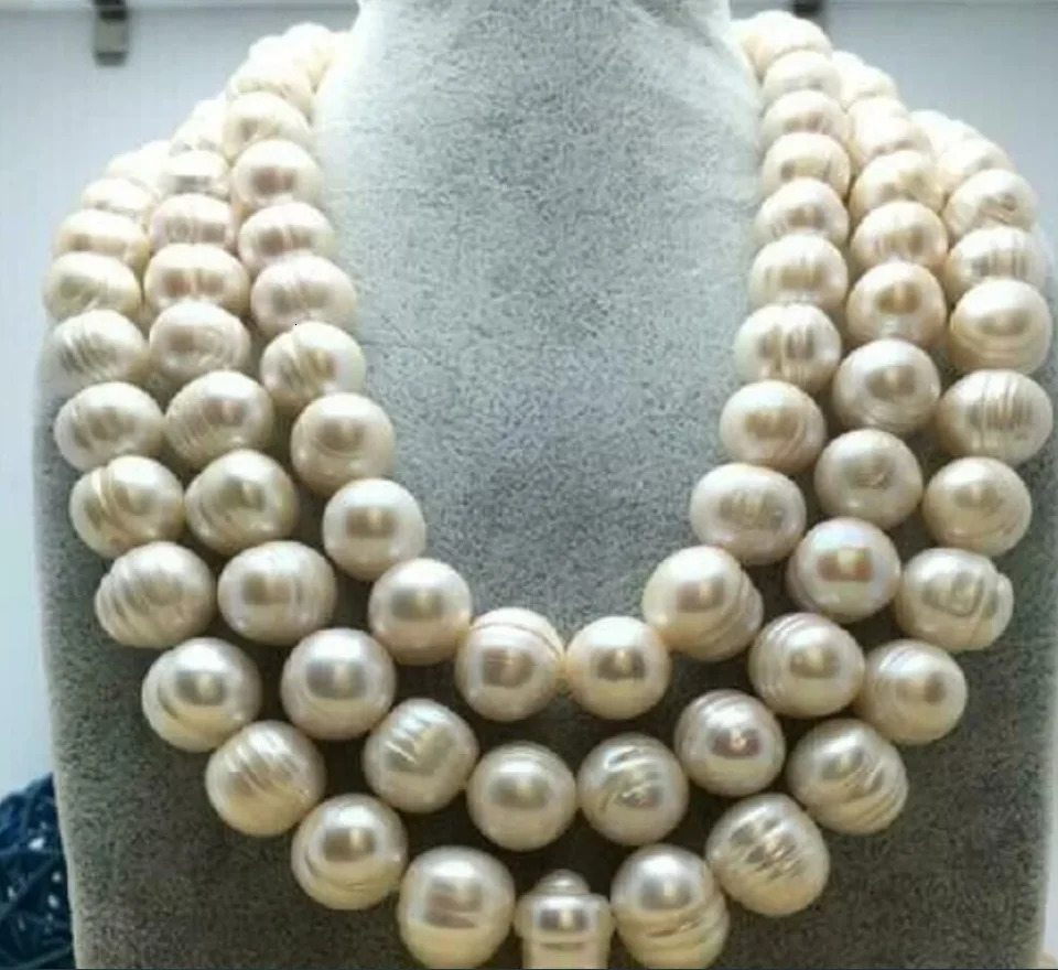 A huge 54 inch 12-11 millimeter natural South Sea Baroque pearl necklace 14Kp gold 16/18/20 inchthree rows 17/18/19 inch 250107