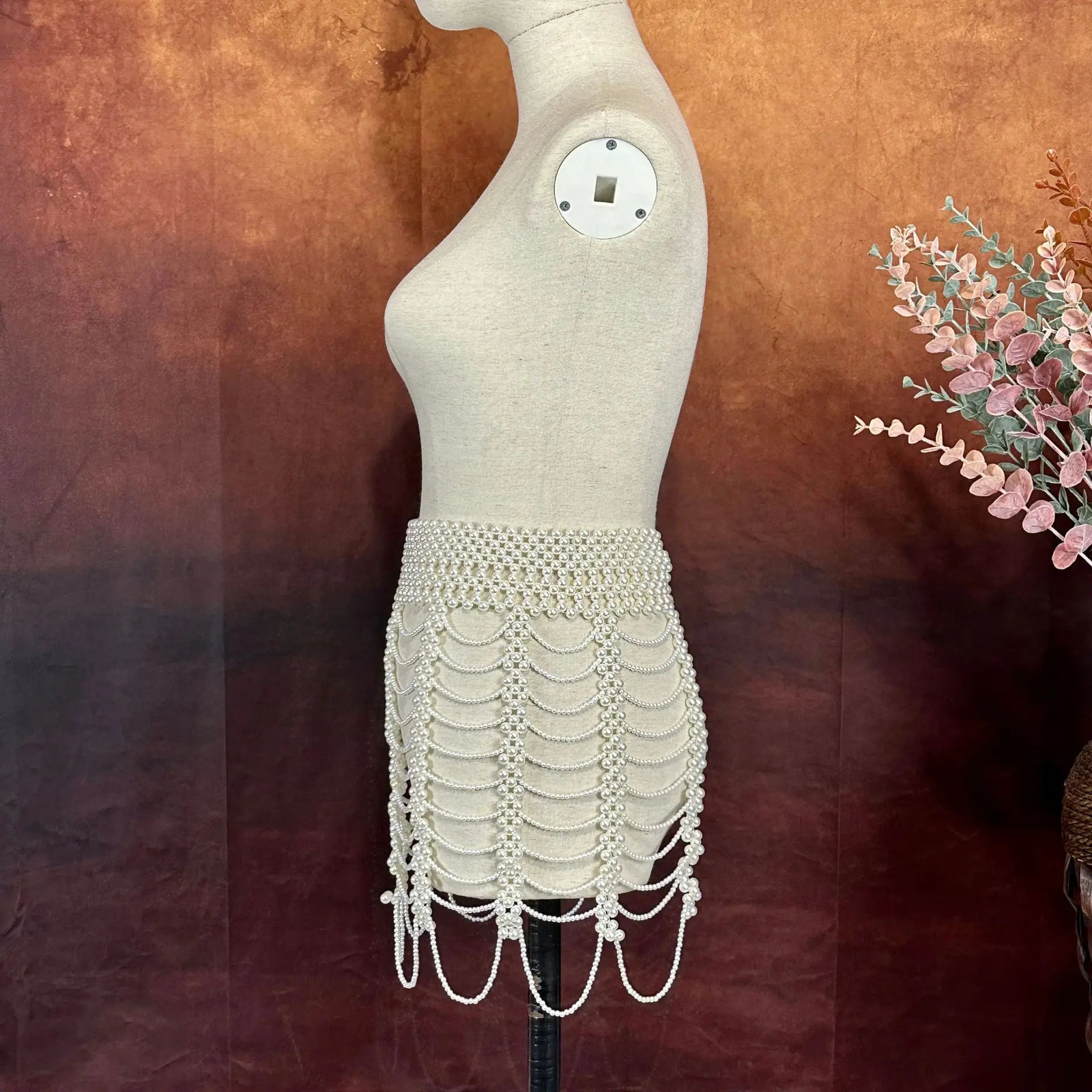 Elegant Statement Pearl Waist Chain Tassel Woven Bead Pearls Skirt Jewelry Women Sexy Belly Body Chains Fashion Clothing 250107