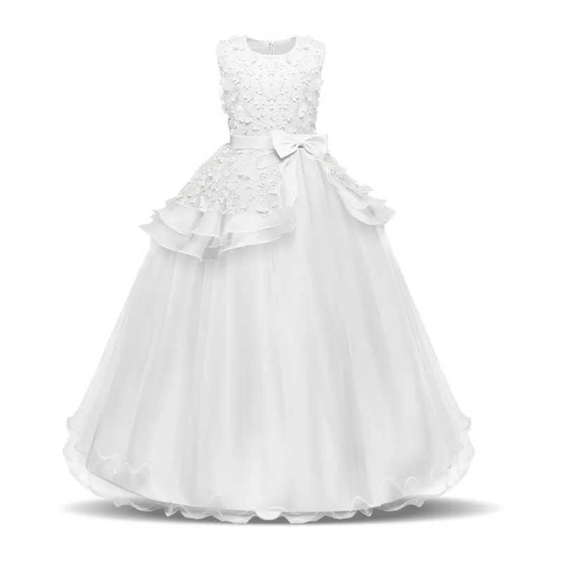 Girls Princess Bridesmaid Dress For Wedding Long Dress Girl Birthday Par Prom Gown Kids White Formal Pageant Vestidos 5-14YrsXJ250108