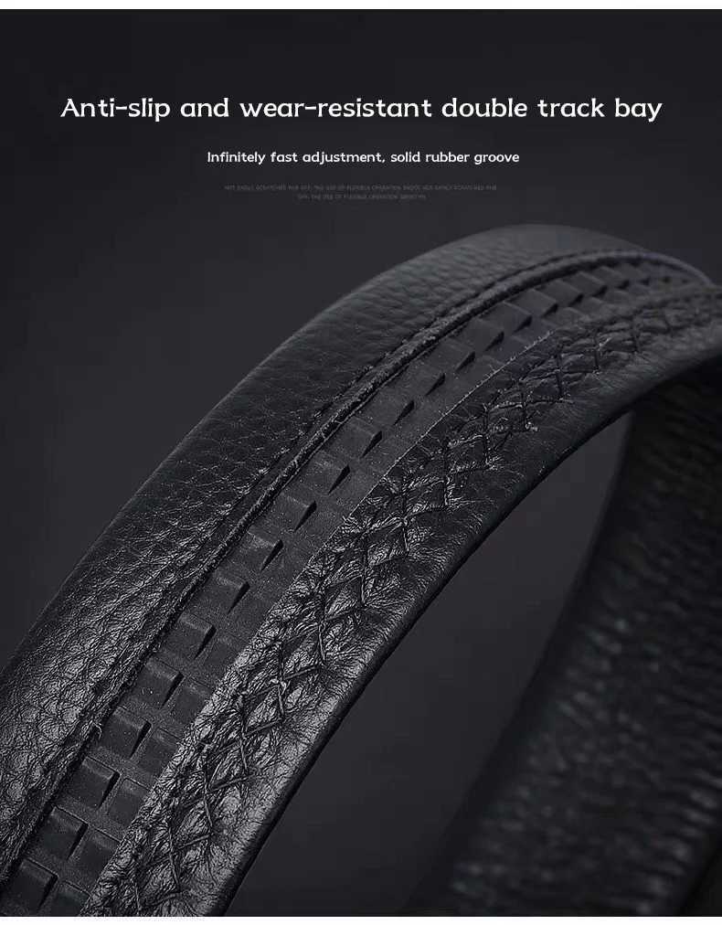 Cowhide belt mens leather belt automatic buckle mens top layer highend trendy buckle W251024