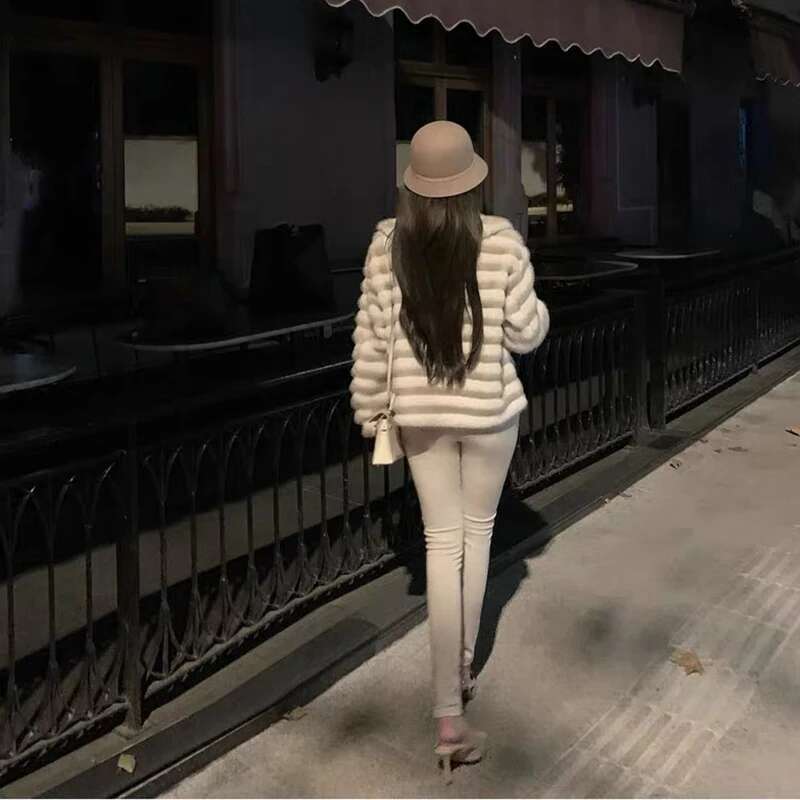 Winter New Plush Imitation Coats Womens Fashion Faux Fur Lapel Long Sleeve Warm Thickened Jacket