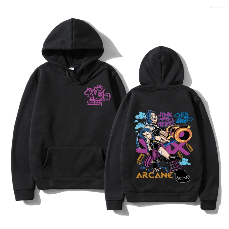 Men's Hoodies Arcane Jinx Hoodie Fashion Men Harajuku Anime Monkey Unisex Funny Cute Cartoon Pullovers Sweatshirts Hoodys