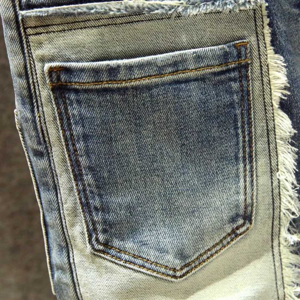 High Quality Jeans mens jeans straight hole jeans Y2K street pants mens Y2K pants T250109 - view 5