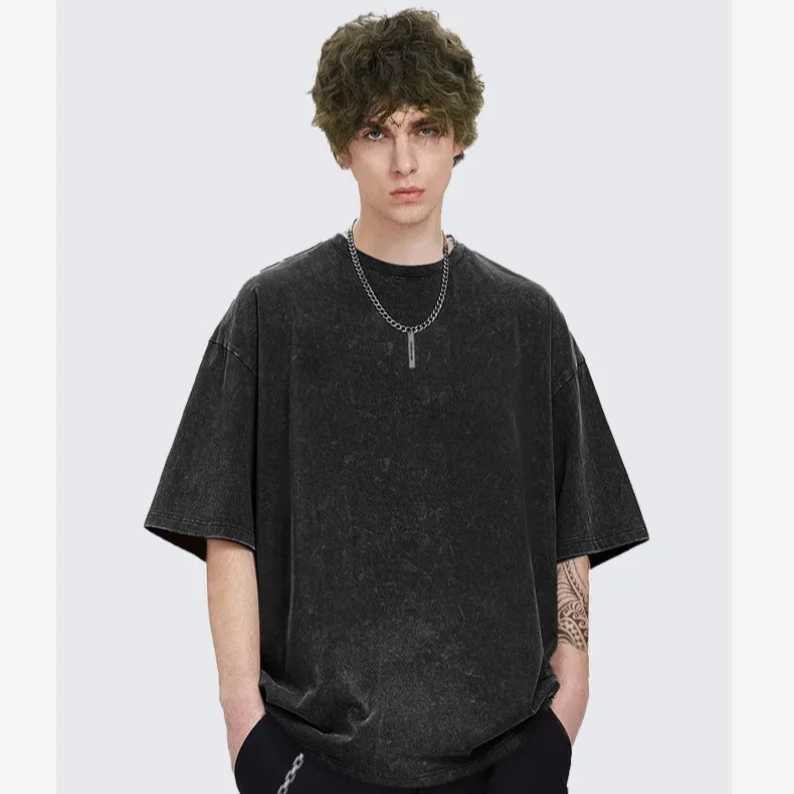 Porn T-shirt Leisure Center Summer Laundry T-shirt Retro Hip Hop Street Clothing Mens Short Sleeve Retro Black Laundry Clothing M250108