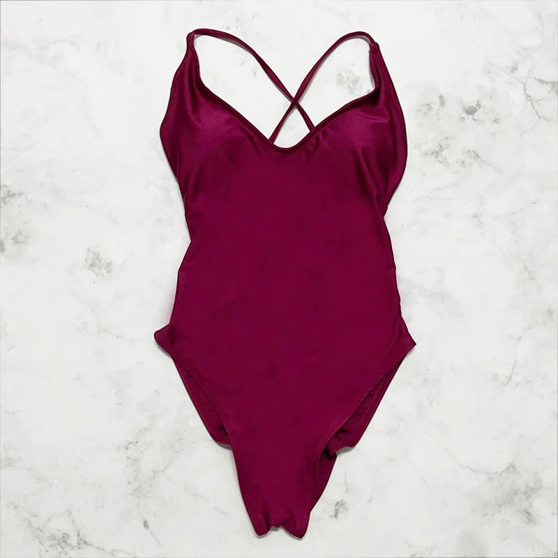 Sexy Female Swimsuit With Chest Pad 1Piece Swimwear Women Monokini Bandage Swimming Suit S3XL Pink Black Push Up Bathing Suits 250108