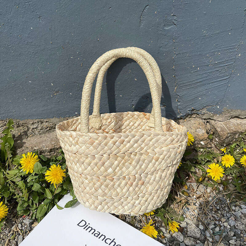 Fresh Straw New Cute Woven Handheld Bag Korean Style Versatile Small Basket Women's Bags