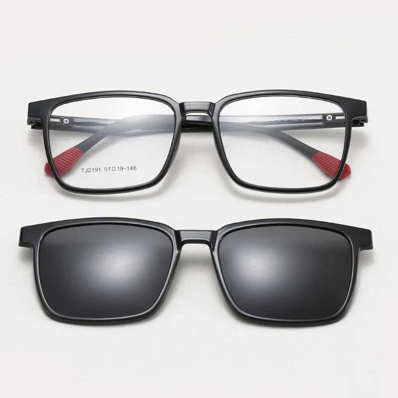 Square magnetic flip cover Myopia eyeglass frame polarized sunglasses clip mens and womens cover sunglasses frame trend W250109