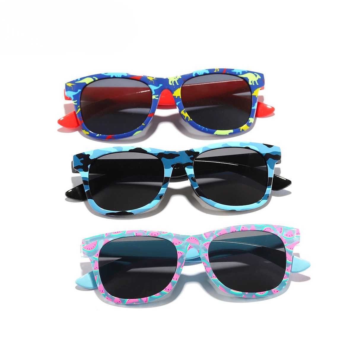 Summer New Dinosaur Square Childrens Outdoor Sunshade Sunglasses Childrens Cute Baby Fashion Sunglasses Girls Boys Glasses W250109