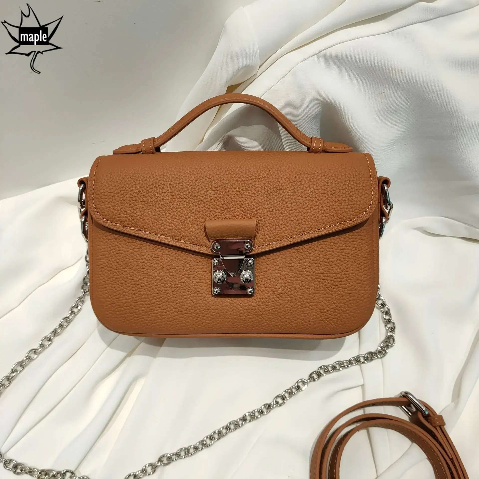 2025 New Pink White Women Messenger Lock Design High Quality Top Layer Cow Leather Ladies Shoulder Crossbody Bag