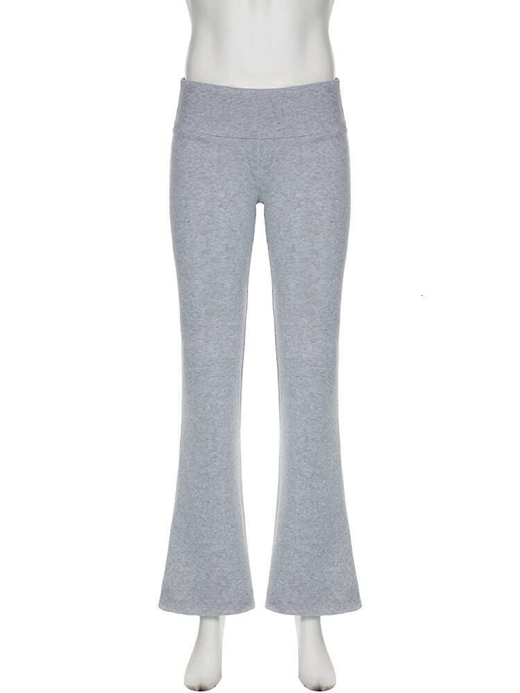 IAMSURE Casual Sexy Basic Solid Flare Y2k Slim Low-Waisted Boot Cut Pants Women 2023 Autumn Spring Fashion Streetwear Lady