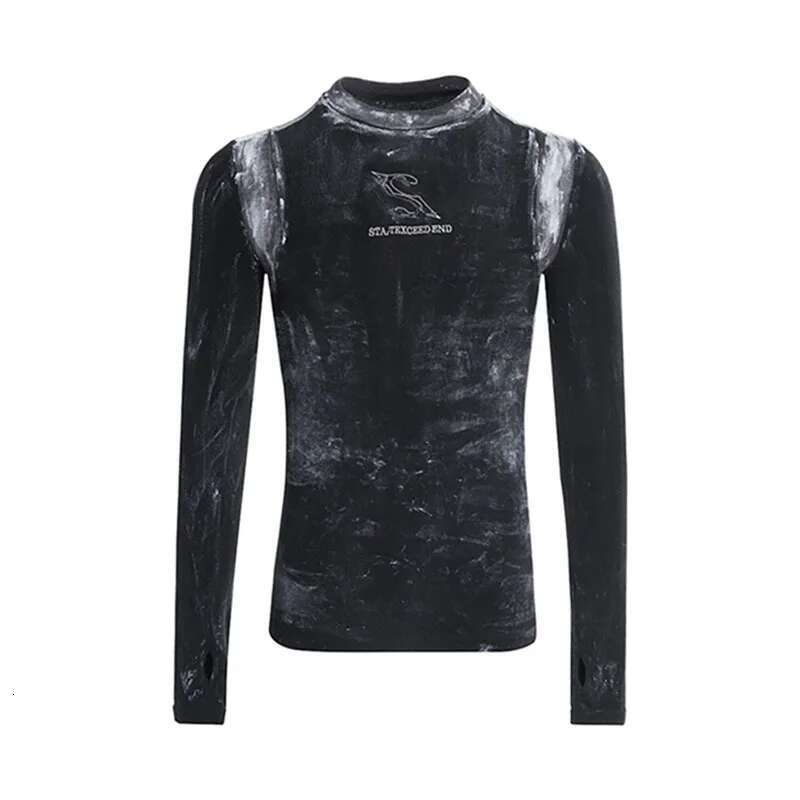 High Street Bottom Shirt Slim Letter Pattern Design Fashion Scrawl Male Long Sleeve T-Shirts Casual Clothes
