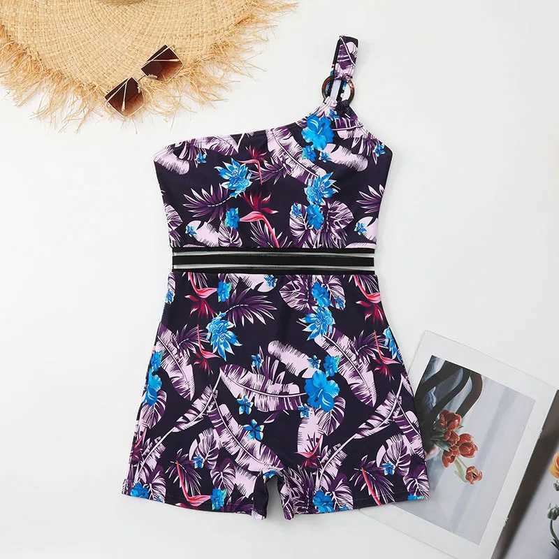 Bauhinia Women Printed One Piece Swimwear New High Waist Swimsuit Summer Beach Bathing Suit S~XLXJ240108